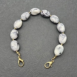 WhiteSmoke Acrylic Imitation Gemstone Bead Bag Extension Chains, with Lobster Claw Clasp, Purse Making Supplies, WhiteSmoke, 34cm