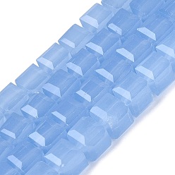Cornflower Blue Imitation Jade Glass Beads Strands, Cube, Faceted, Cornflower Blue, 7x7x6.5~7mm, Hole: 1.2~1.6mm, about 96~101pcs/strand, 25.39~28.54 inch(64.5~72.5cm)