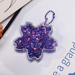 Индиго Сакура акриловый брелок зыбучий песок, блестящая чеканка кулон украшения наклейка брелок, с шаровыми цепей, индиговые, 6.5x6.5 см