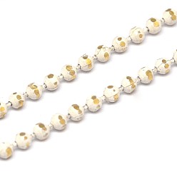 White Electroplate Brass Ball Chains, Soldered, with Spool, Faceted, Lead Free & Nickel Free, White, 1.5mm, about 328.08 Feet(100m)/roll