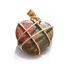 Унакит Природные подвески Unakite, сердце прелести, 20 мм