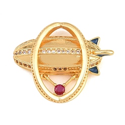 Camélia Micro cuivres ouvrent pendentifs zircone cubique, avec l'émail, breloques en forme de dirigeable, sans cadmium et sans plomb, crémaillère plaquage, plaqué longue durée, or, camélia, 23x28.5x8.5mm, Trou: 2x3mm