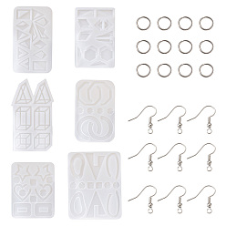 (52) Непрозрачная лаванда 6шт. серьги в форме для литья из силиконовой смолы, с 100 шт. латунными крючками для серег и 304 пружинными кольцами из нержавеющей стали, разноцветные, 159x102x4 мм