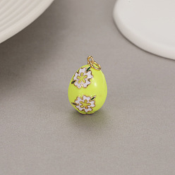 Yellow Alloy Enamel Pendant, Easter Egg Charms, Yellow, 22x14.4mm