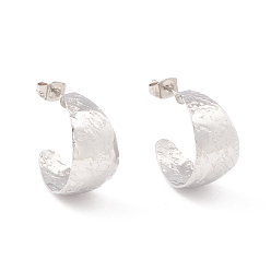 Нержавеющая Сталь Цвет Не тускнеющие 304 массивные серьги-гвоздики в форме буквы С из нержавеющей стали, полукруглые серьги для женщин, цвет нержавеющей стали, 22x12 мм, штифты : 0.7 мм