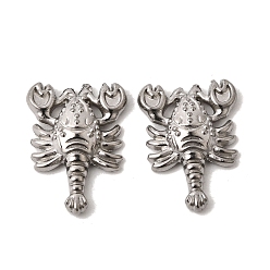 Креветка Подвески из нержавеющей стали 304, цвета нержавеющей стали, креветка, 16.5x12x2.5 мм, отверстие : 0.9 мм