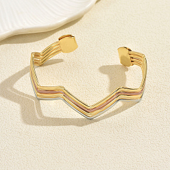 (52) Непрозрачная лаванда Многослойный геометрический волнистый браслет-манжета из железа для женщин, разноцветные, внутренний диаметр: 2.36 дюйм (6 см)