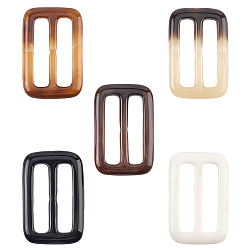 (52) Непрозрачная лаванда 20шт. пряжки-регуляторы из смолы с тремя скользящими фиксаторами, для лямки, обвязочные мешки, аксессуары для одежды, прямоугольные, разноцветные, 52x34x3.5 мм, отверстие : 38x8.5 мм