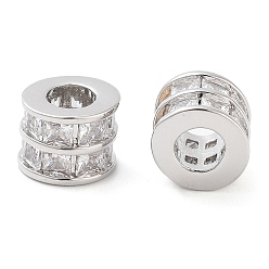 Платина Латунные микропаве из прозрачного кубического циркония, без кадмия, без никеля и без свинца, колонка, платина, 6.5x5.5 мм, отверстие : 3 мм