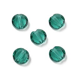 Dark Cyan Imitation Austrian Crystal Beads, Grade AAA, K9 Glass, Faceted, Flat Round, Dark Cyan, 6x3.5mm, Hole: 0.7~0.9mm