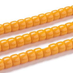Оранжевый К 9 нити стеклянных бусин, имитация нефритовые четки стекла, колонка, оранжевые, 8~8.5x5.5~6 мм, отверстие : 1.4 мм, около 62 шт / нитка, 15.3 дюйм