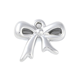 Платина Пластмассовые подвески ccb, бантом, платина, 16.5x20x5 мм, отверстие : 2 мм
