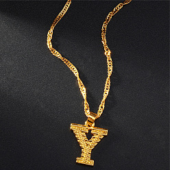 Letter Y Латунные кулоны, золотые, Письмо Y, 17.72 дюйм (45 см)