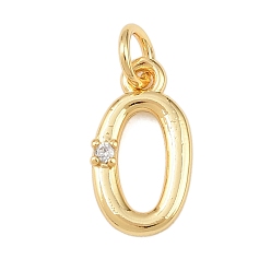 Настоящее золото 18K Латунные микропаве прозрачные кубические циркониевые подвески, число 0, с целью перехода в кольце, без кадмия и без свинца, стойки покрытие, долговечный, реальный 18 k позолоченный, 14~15x4.5~11x2 мм, отверстие : 3 мм