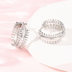 Платина Латунные серьги-кольца из прозрачного кубического циркония, без кадмия и без свинца, стойки покрытие, долговечный, Кольцевая форма, платина, 17.5x8 мм