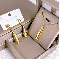 Золотой Комплект из ожерелий и серег-гвоздиков из нержавеющей стали в форме капли 304, золотые, 400 мм