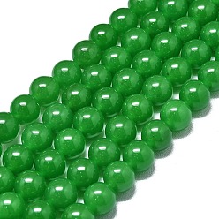 Зеленый Натуральный Malaysia нефритовые бусы пряди, окрашенная и подогревом, круглые, зелёные, 14 мм, отверстие : 1.5 мм, около 27 шт / нитка, 14.96 дюйм (38 см)