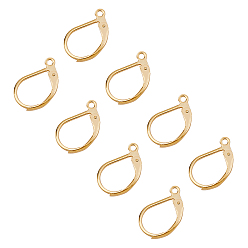 Golden 304 Stainless Steel Leverback Earring Findings, with Loop, Golden, 15.5x10x1.5mm, Hole: 1.5mm, 20pcs/box