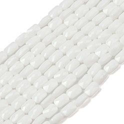 Белый Непрозрачное стекло бисер нитей, прямоугольные, граненые, белые, 7x4.5x3.5 мм, отверстие : 0.9 мм, около 79~80 шт / нитка, 21.65''~22.24'' (55~56.5 см)