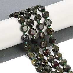 Кровь драконов Бисер натуральный дракон крови пряди, граненый пятиугольный разрез, плоско-круглые, с бисером, 10~10.5x5~6 мм, отверстие : 1 мм, около 32~33 шт / нитка, 15.75'' (40 см)