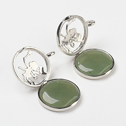 Флюорит Природного флюорита подвески, С выводами медальона из медных рассеивателей, плоские круглые с ангелом, 31x26x8 мм, отверстие : 4 мм