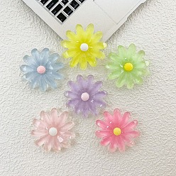 (52) Непрозрачная лаванда Прозрачные смолы кабошоны, маргаритка, с блеском порошок, разноцветные, 29.5x6 мм