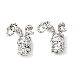 Платина Латунные микро проложить кубического циркония подвески, Гольф прелести, долговечный, без кадмия и без свинца, стойки покрытие, платина, 13x9.5x6 мм, отверстие : 3.3 мм