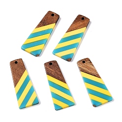 Trapezoid Подвески из эпоксидной смолы и орехового дерева, геометрические прелести, трапециевидные, 38x15x3.5 мм, отверстие : 2 мм