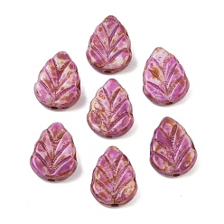 Бледно-фиолетовый Красный Чешские прессованные стеклянные бусины, лист, бледно-фиолетовый красный, 10.5x8.5x3.5 мм, отверстие : 0.8 мм, около 520 шт / упаковка
