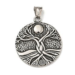 Tree of Life 316 хирургические подвески из нержавеющей стали, плоско-круглые, античное серебро, древо жизни, 43x37.5x3 мм, отверстие : 4x8 мм