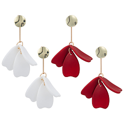 (52) Непрозрачная лаванда 2 пары 2 цвета акриловые лепестки цветов серьги-гвоздики, длинные серьги-кластеры из легкого золотого сплава для женщин, разноцветные, 69 мм, штифты : 0.7 мм, 1 пара / цвет