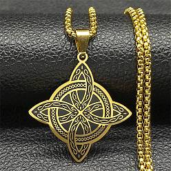 Золотой 201 ожерелья из нержавеющей стали с подвеской в виде узла викингов для женщин, золотые, 23.43 дюйм (59.5 см)