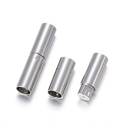 Stainless Steel Color 304 Stainless Steel Bayonet Clasps, Column, Stainless Steel Color, 21x5mm, Hole: 4mm