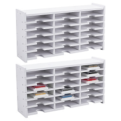 Белый 2 наборы 18 сетки держатель для хранения штемпельных подушечек из ПВХ, белые, готовое изделие: 8.3x33x17.6 см