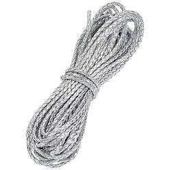 Серебро 10 круглый плетеный шнур из искусственной кожи, для декора подушек, серебряные, 5 мм, около 10.94 ярдов (10 м) / рулон