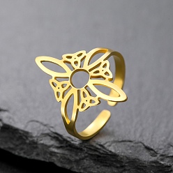 Настоящее золото 18K 304 регулируемые манжетные кольца из нержавеющей стали, узел, реальный 18 k позолоченный, 23 мм