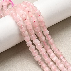 Розовый Кварц Природного розового кварца нитей бисера, граненый стол, вырезанный куб, 5~6x5~6x5~6 мм, отверстие : 1.2 мм, около 61 шт / нитка, 12.20~12.80'' (31~32.5 см)