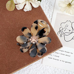 Персиковый Слойка Заколки для волос в форме когтей из ацетата целлюлозы, аксессуары для волос со стразами для женщин и девочек, цветок, розовые, 38 мм