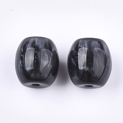 Черный Бусины из cмолы, имитация драгоценных камней, овальные, чёрные, 17~17.5x16 мм, отверстие : 3 мм