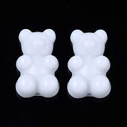 White Opaque Acrylic Beads, Bear, White, 18x11x7mm, Hole: 1.6mm