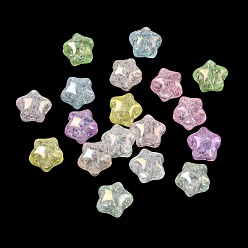 Color mezclado Cuentas acrílicas transparentes craqueladas, estrella, color de ab chapado, color mezclado, 11x13x9.5 mm, agujero: 2.5 mm, Sobre 660 unidades / 500 g