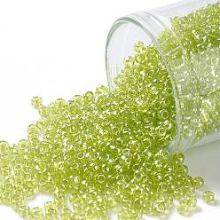 (105) Transparent Luster Lemon-Lime Тохо 11/0 круглые бусины, японский бисер, (105) прозрачный блеск лимонно-лаймовый, 2.2 мм, отверстие : 0.8 мм, Около 1110 шт / 10 г