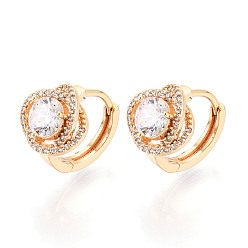 Настоящее золото 18K Серьги-кольца в форме цветка с микропаве из прозрачных кубических цирконий из латуни, реальный 18 k позолоченный, 12.5x15.5x10.5 мм