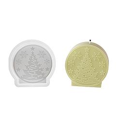 Рождественская елка Рождественская тема diy силиконовые формы для свечей, для изготовления свечей, плоско-круглые, белые, рождественская елка, 76x76x26 мм