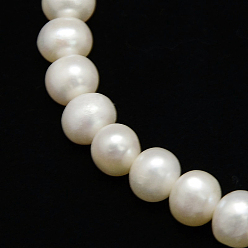 Creamy White Natural Cultured Freshwater Pearl Beads Strands, Potato, Creamy White, 7~8mm, Hole: 0.8mm, about 47pcs/strand, 14.17~14.49 inch(36~36.8cm)
