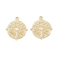 Oro 304 colgantes de acero inoxidable, redondo con dijes de sol, chapado en rack, larga duración plateado, dorado, 22x19x2 mm, agujero: 1.8 mm