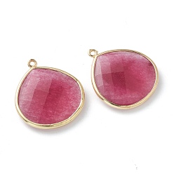 Нефрит Природного нефрита подвески, с золотым латунным краем, граненые, окрашенные, слеза, 28~29.5x24~26x6~7 мм, отверстие : 1.8 мм