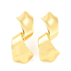 Real 18K Gold Plated Rack Plating Brass Twist Stud Earrings, Long-Lasting Plated, Lead Free & Cadmium Free, Real 18K Gold Plated, 32x14mm