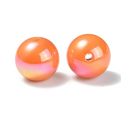 Dark Orange UV Plating Rainbow Iridescent Acrylic Beads, Round, Dark Orange, 17.5x17mm, Hole: 2.8mm