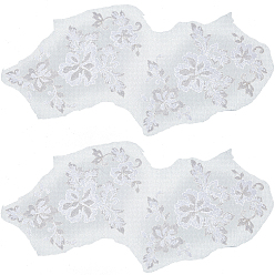 Белый 2 наборы цветов полиэстер вышивка украшения аксессуары, кружевная одежда с блестками пришить заплатки, подходит для свадебного платья, одежда для выступлений, белые, 304x190x1.5 мм, 2 шт / комплект